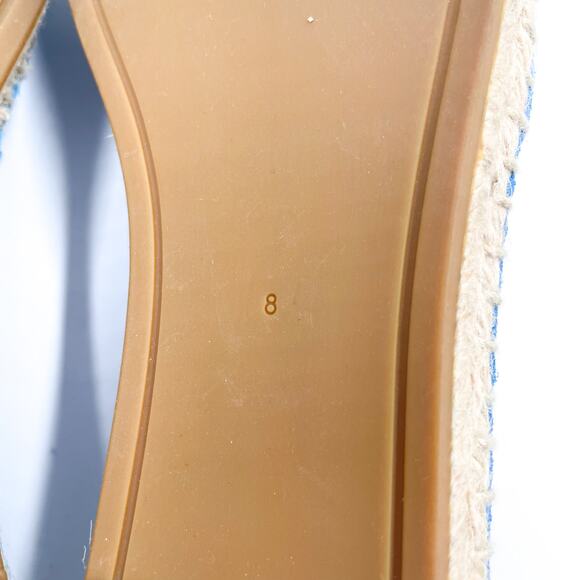Tory Burch Suede Flat Espadrilles Cyan Blue Cap Toe Slip On Sz 8 - Picture 10 of 10